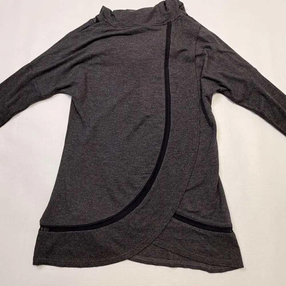 Alo Yoga Hoodie Womens XS Gray Lightweight Open Back Mesh Trim Top Pullover